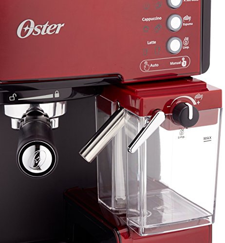 Oster Prima Cafetera automática para Cappuccino, Latte y Espresso con Tratamiento, 1.5 l Agua, 300 ml depósito para Leche, 1238 W, 1 Cups, Acero inoxidable