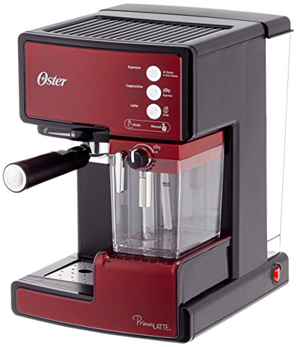 Oster Prima Cafetera automática para Cappuccino, Latte y Espresso con Tratamiento, 1.5 l Agua, 300 ml depósito para Leche, 1238 W, 1 Cups, Acero inoxidable