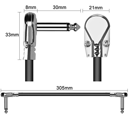 OTraki Cables Jack para Pedales Guitarra 4 Pack 30cm Guitarra Cable Patch Silencioso 6.35 mm Cable Pedalera Patch Instrumento Patch Alambre para Guitarra / Bajo Pedales de Efectos