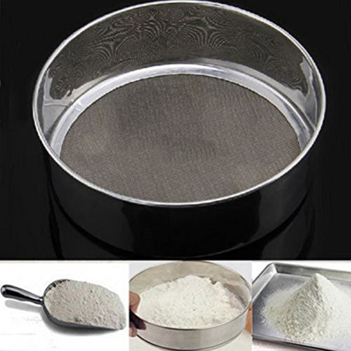OUNONA Cocina de malla fina de harina de tamiz de acero inoxidable de plata de harina de filtro de cernido Tamiz de tamiz pastel de hornear de azúcar en polvo de filtro de malla