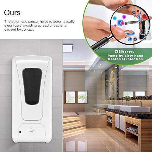 OurLeeme Dispensador automático de jabón de 1000 ml, dispensador automático de jabón líquido montado en la Pared Sensor IR Dispensador de loción de jabón líquido sin Contacto Desinfección automática