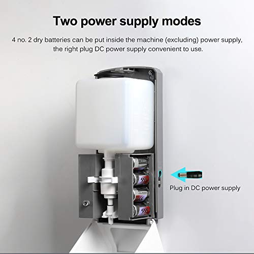 OurLeeme Dispensador automático de jabón de 1000 ml, dispensador automático de jabón líquido montado en la Pared Sensor IR Dispensador de loción de jabón líquido sin Contacto Desinfección automática