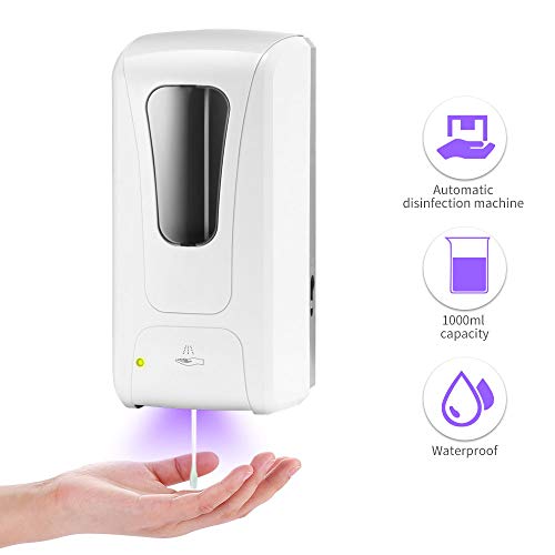 OurLeeme Dispensador automático de jabón de 1000 ml, dispensador automático de jabón líquido montado en la Pared Sensor IR Dispensador de loción de jabón líquido sin Contacto Desinfección automática