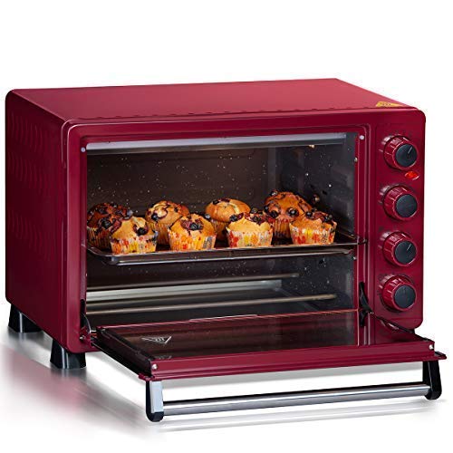 Oursson Mini Horno eléctrico con convección, función de autolimpieza catalítica, 30 Litros, 1500 Vatios, 12 combinaciones de cocción, Color granate, MO3020/DC