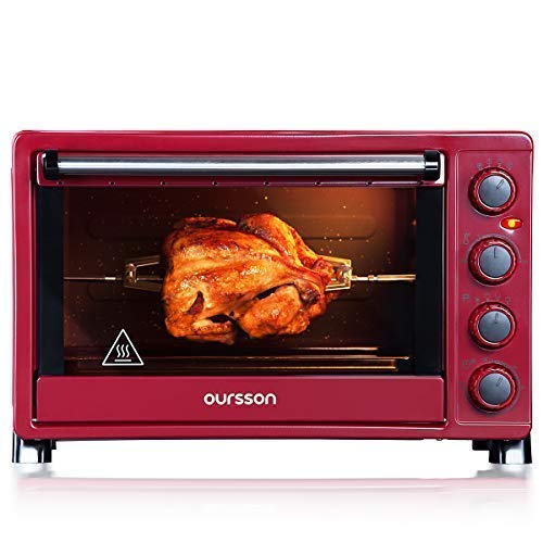 Oursson Mini Horno eléctrico con convección, función de autolimpieza catalítica, 30 Litros, 1500 Vatios, 12 combinaciones de cocción, Color granate, MO3020/DC