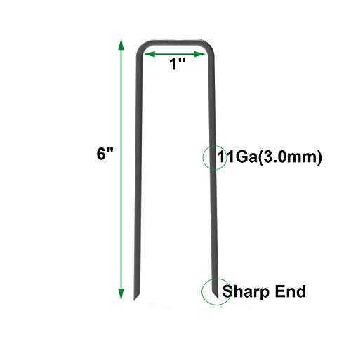 OuYi 100 Grapas de sujeción Planta de anclaje - 150 x 25 x 3,0 mm los picos de tierra de acero para la tela de control de malezas