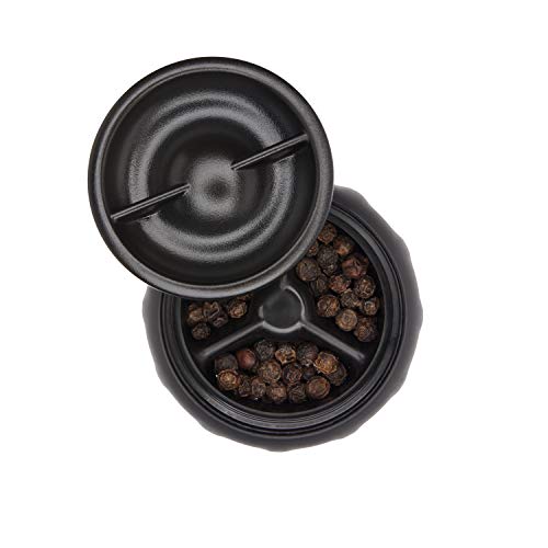 OXO Accent Mess-Free Pepper Grinder-Black Stainless Steel Good Grips-Molinillo de pimienta (acero inoxidable), color negro, cerámica, Gunmetal