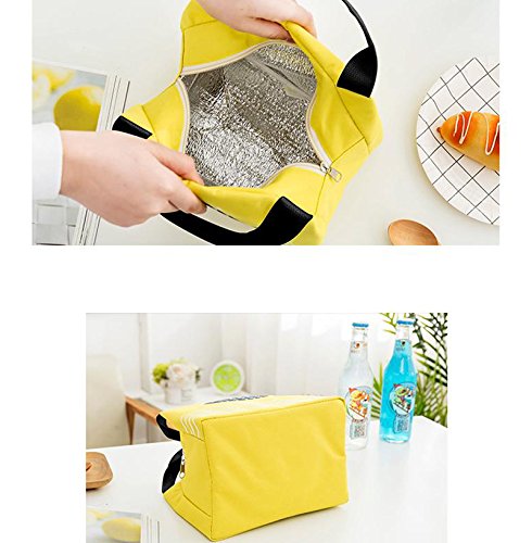 Oyfel Bolso Accesorio Bolsa Almuerzo Bolsa térmica Porta Alimentos herméticos incluidos Tela Plegable Llevar Comida Nevera Almuerzo 21 * 15 * 17cm Amarillo