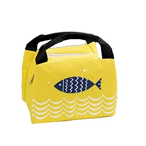 Oyfel Bolso Accesorio Bolsa Almuerzo Bolsa térmica Porta Alimentos herméticos incluidos Tela Plegable Llevar Comida Nevera Almuerzo 21 * 15 * 17cm Amarillo