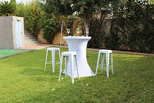 Pack 2 taburetes tolix. Taburetes Altos para Bar. Asiento Alto para terraza de Discoteca, chiringuito, Restaurante. Taburetes para Mesa Alta. Mobiliario para Catering y hostelería (Blanco)