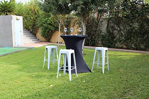 Pack 2 taburetes tolix. Taburetes Altos para Bar. Asiento Alto para terraza de Discoteca, chiringuito, Restaurante. Taburetes para Mesa Alta. Mobiliario para Catering y hostelería (Blanco)