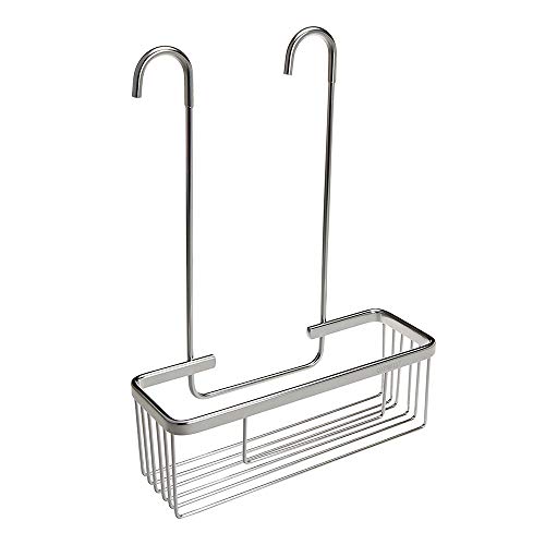 Pack Ahorro 2 Portagel cesta de ducha y bañera GAR rectangular sin taladros ni adhesivos, de aluminio acabado en cromo brillo. Sujección ganchos con protectores de silicona. Pack 2 unidades