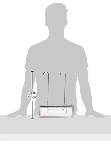 Pack Ahorro 2 Portagel cesta de ducha y bañera GAR rectangular sin taladros ni adhesivos, de aluminio acabado en cromo brillo. Sujección ganchos con protectores de silicona. Pack 2 unidades