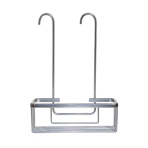 Pack Ahorro 2 Portagel cesta de ducha y bañera GAR rectangular sin taladros ni adhesivos, de aluminio acabado en cromo brillo. Sujección ganchos con protectores de silicona. Pack 2 unidades