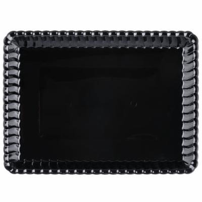 Pack de 3 elegantes bandejas de plástico duro con tapa segura, platos de plástico para servir alimentos – bandeja negra – desechable/reutilizable – 23 x 33 cm