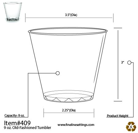 Pack de 40 tazas/vasos/copas de postre de plástico duro, de estilo antiguo de moda para fiesta, –transparente– de 255 ml