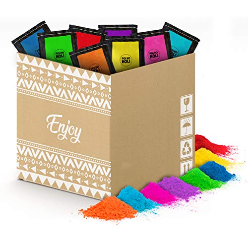 Pack de polvos Holi - 80 bolsas de 100 gramos - 8 Colores