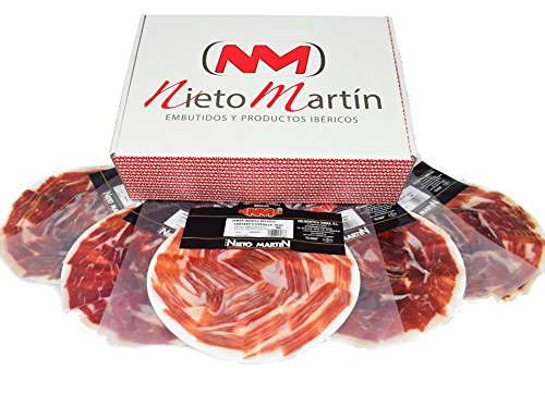 PACK ESPECIAL GOURMET SELECCIÓN JAMON DE BELLOTA IB. 50% RAZA IBERICO CORTE MANUAL A CUCHILLO (5 platos al vacío de 80 gramos, peso total lote 400 gr)