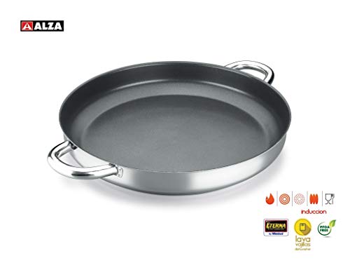 PAELLERA ALZA CLASSIC MASTER. PAELLERA fabricada en acero inoxidable 18/10, antiadherente triple capa, apta para todo tipo de cocina, INDUCCIÓN. Fácil Limpieza. Apto para lavavajillas. 34cm