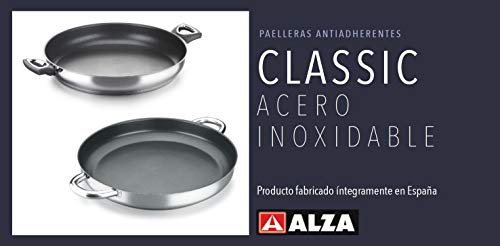 PAELLERA ALZA CLASSIC MASTER. PAELLERA fabricada en acero inoxidable 18/10, antiadherente triple capa, apta para todo tipo de cocina, INDUCCIÓN. Fácil Limpieza. Apto para lavavajillas. 28cm