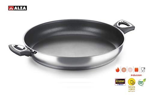 PAELLERA Alza Classic. PAELLERA Fabricada en Acero Inoxidable 18/10, Antiadherente Triple Capa, Apta para Todo Tipo de Cocina, INDUCCIÓN. Fácil Limpieza. Apto para lavavajillas (32_cm)