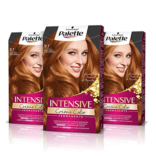 Palette Intense Cream Coloration Intensive Coloración del Cabello 9.7 Rubio Cobrizo - Pack de 3