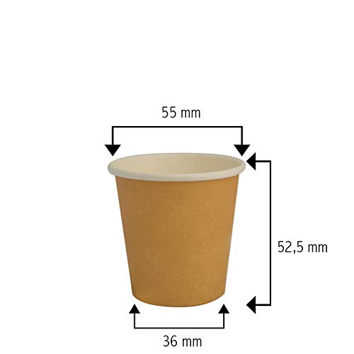 Palucart - 100 vasos de papel para café, 90 ml, color habana (3 oz), biodegradables, cartón para bebidas calientes, capuchino y café + 100 paletas de madera de abedul