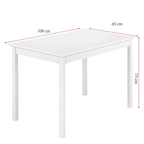 PanaCasa - Juegos de Mesa y 4 Sillas Color Blanco para Comedor Sala Cocina Restaurante Madera de Pino Maciza Contemporáneo