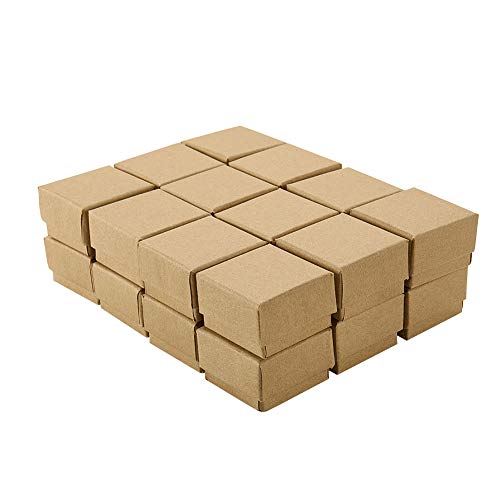 PandaHall 48 cajas de cartón para pendientes de anillos, 4 x 4 x 2,8 cm, cuadradas de cartón con pequeñas cajas de regalo para el día de San Valentín, bodas, cumpleaños, Navidad