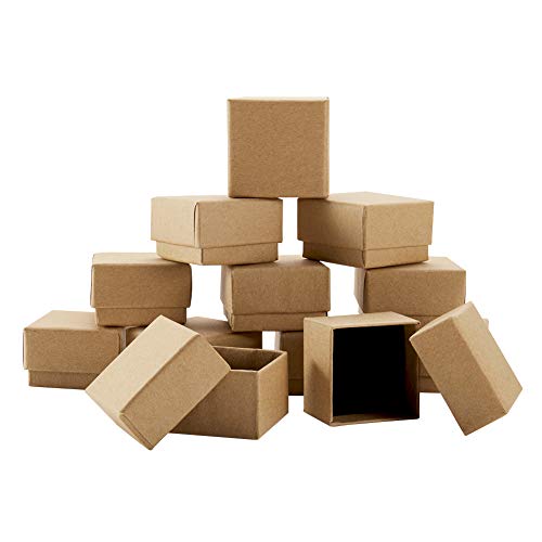 PandaHall 48 cajas de cartón para pendientes de anillos, 4 x 4 x 2,8 cm, cuadradas de cartón con pequeñas cajas de regalo para el día de San Valentín, bodas, cumpleaños, Navidad