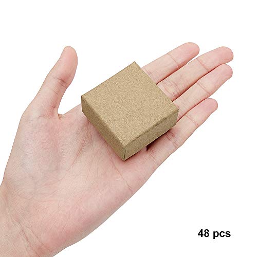 PandaHall 48 cajas de cartón para pendientes de anillos, 4 x 4 x 2,8 cm, cuadradas de cartón con pequeñas cajas de regalo para el día de San Valentín, bodas, cumpleaños, Navidad