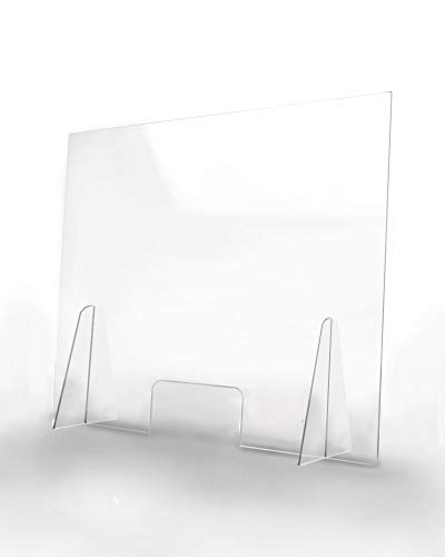 Pantalla Protección Mostrador 70x60cm - PET Policarbonato Transparente 3mm - Mampara para Mostradores ULTRARESISTENTE y ESTABLE - Separador Transparente para Colegios Supermercados Farmacias Tiendas