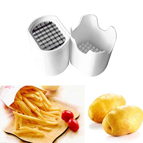 Papas fritas Cortar caja Prensa Cortador Taza Cortador de plástico Chopper Chips Papas fritas Hacer herramienta Patatas de cocina Gadgets de cocina - Blanco