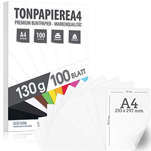 Papel de tóner 100 hojas de papel de impresora A4 130g blanco - PREMIUM - blanco como la nieve - papel de copia - cartones, presentaciones, manualidades, álbumes de recortes, regalos de bricolaje