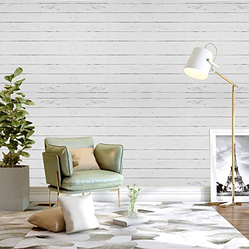 Papel Pintado Blanco Papel Pintado Autoadhesivo de Madera Papel Pintado a Rayas de Madera Papel Tapiz Raya Pelar y Pegar Papel de Contacto Papel Pintado Removible Para Cocina Sala Gabinete 45 * 500cm