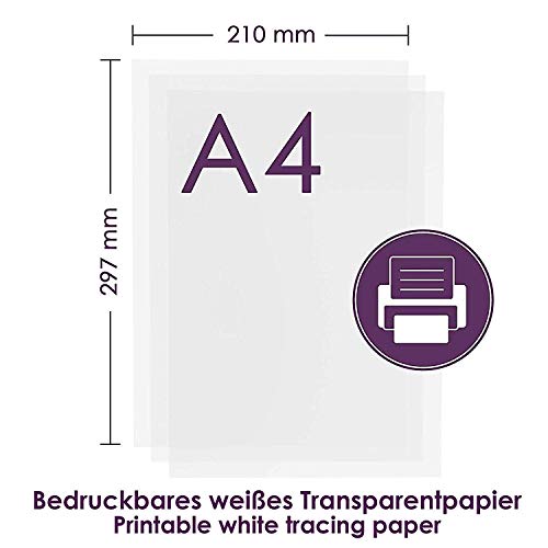 Papel transparente Tritart blanco A4 para impresión 125 hojas 100g/m2 I Papel transparente