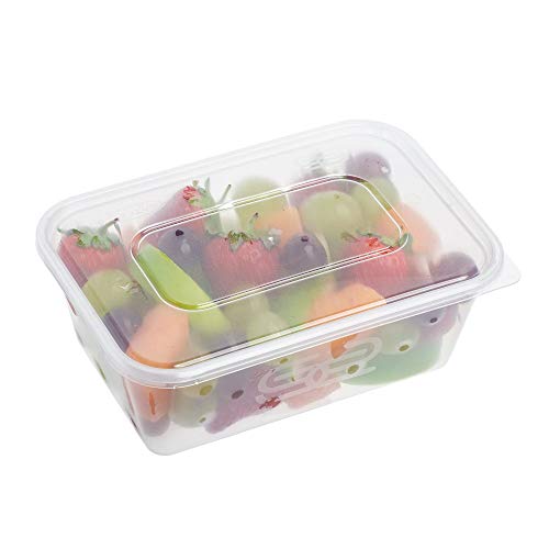 Paquete de 10 recipientes rectangulares de plástico para alimentos, con tapas, a prueba de fugas, sin BPA, aptos para microondas, frigorífico y congelador, reciclables, lavables, 750 ML