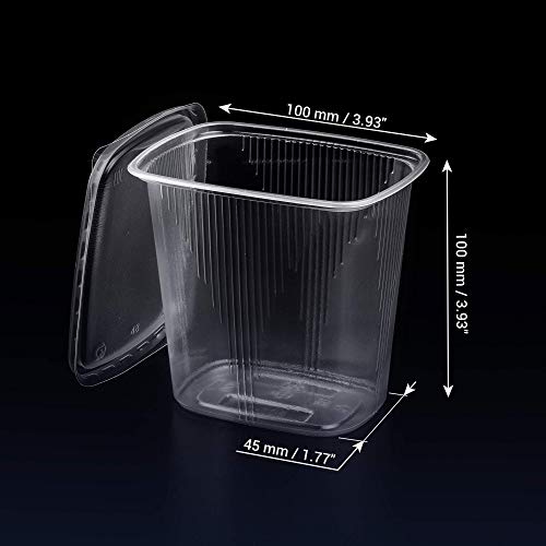 Paquete de 150 recipientes desechables de plástico de 500 ml con tapa para ensalada, ideal para llevar, para comida rápida, para almacenamiento
