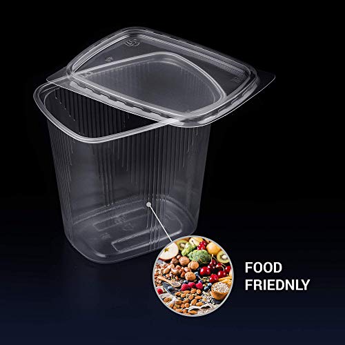 Paquete de 150 recipientes desechables de plástico de 500 ml con tapa para ensalada, ideal para llevar, para comida rápida, para almacenamiento