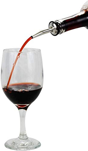 Paquete de 6 Pourer de vino de acero inoxidable Flow Set para herramientas de bar Pourer ventilado Botella de vino Vertido rápido Botella de licor Vertido y vinagre Boquilla de tapón de goma cónica