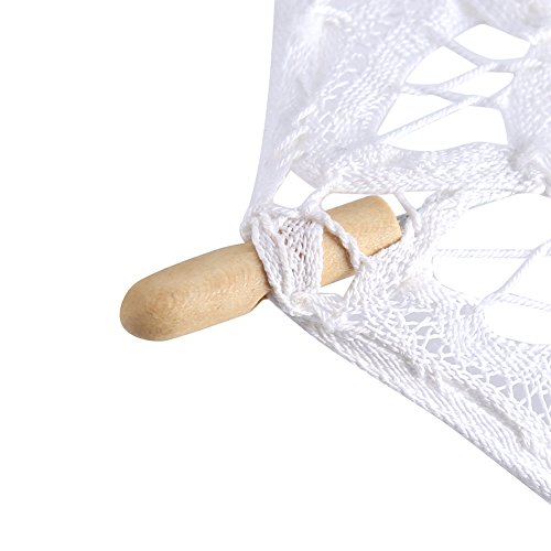 Paraguas de encaje vintage bordado de encaje de algodón puro para dama nupcial de boda, sombrilla para decoración de fotos (S-blanco)