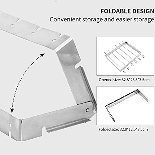 Parrilla de barbacoa Kebab Brochetas de costillas de varillas Kabob Parrilla Rack de acero inoxidable Durable Reutilizable antiadherente Shish Kebab Brocheta Herramienta de barbacoa Picnic Camping