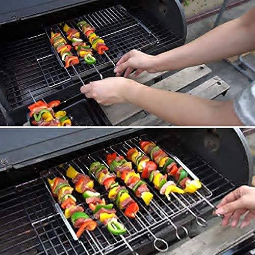 Parrilla de barbacoa Kebab Brochetas de costillas de varillas Kabob Parrilla Rack de acero inoxidable Durable Reutilizable antiadherente Shish Kebab Brocheta Herramienta de barbacoa Picnic Camping