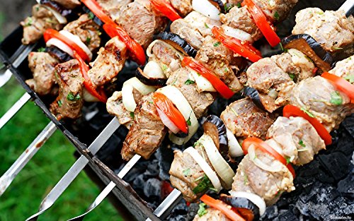 Parrilla pinchos para scha mpur de acero inoxidable para brochetas (Brochetas kebab Barbacoa/Grill para MANGAL Utensilios para barbacoa, 20 Stück 60 cm