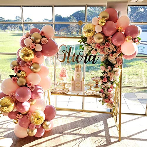 PartyWoo Globos Oro Rosa, 66 Piezas Globos Rosa, Globos Dorados , Globo Rosa Pastel, Globos Confeti, Globos Gigantes, Globo Oro Rosa para Fiesta Princesas Disney, Niña Fiesta, Incluye 4 Globo Gigante