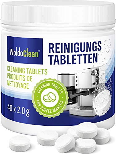 Pastillas para la limpieza de cafeteras automáticas - 40x tabletas limpiadoras compatible con marcas, Delonghi, Seaco, Krups, Senseo, Siemens