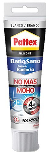 Pattex Baño Sano No Más Moho, silicona antimoho e impermeable, silicona blanca duradera para cocina y baño, resistente silicona sanitaria, 1 tubo x 50 ml