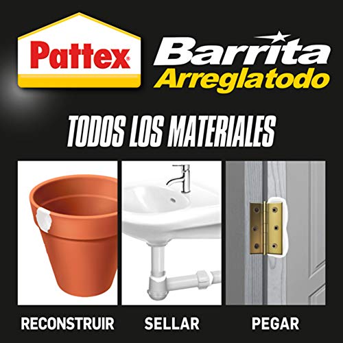 Pattex Barrita arreglatodo, masilla adhesiva sella, pega, monodosis 6 x 5 gr