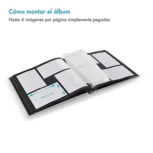 PAZZiMO Álbum de fotos para pegar gris tiza, pack de 2, álbum de fotos 30x30 cm XXL para 400 fotos, con papel de pergamino, álbum fotos 10x15 con ventana en la portada