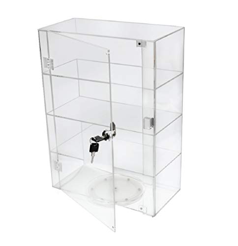 PC3721® 1 Vitrina de acrílico Transparente de Alto Brillo con Puerta Frontal, Cerradura de Seguridad y Plato Giratorio Fijo DB089TT-8IN